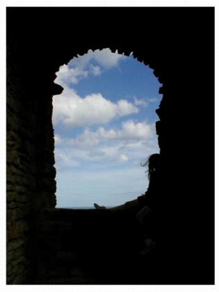 Elisabeth seated in a keep window